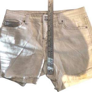 INC International Concepts size 10 white high waist jean shorts w/ silver sequin